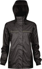 Viking - Size S, Black, Rain, Wind Resistant Rain Jacket - 37" Chest, 3 Pockets, Attached Hood - Industrial Tool & Supply