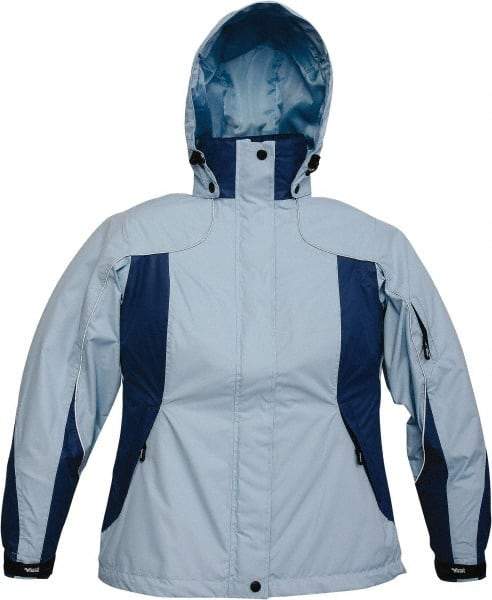 Viking - Size 2XL, Light Blue, Rain, Wind Resistant Jacket - 51" Chest, 4 Pockets, Detachable Hood - Industrial Tool & Supply