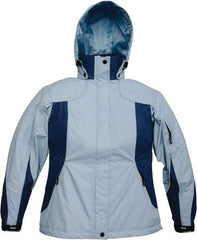 Viking - Size L, Light Blue, Rain, Wind Resistant Jacket - 43" Chest, 4 Pockets, Detachable Hood - Industrial Tool & Supply