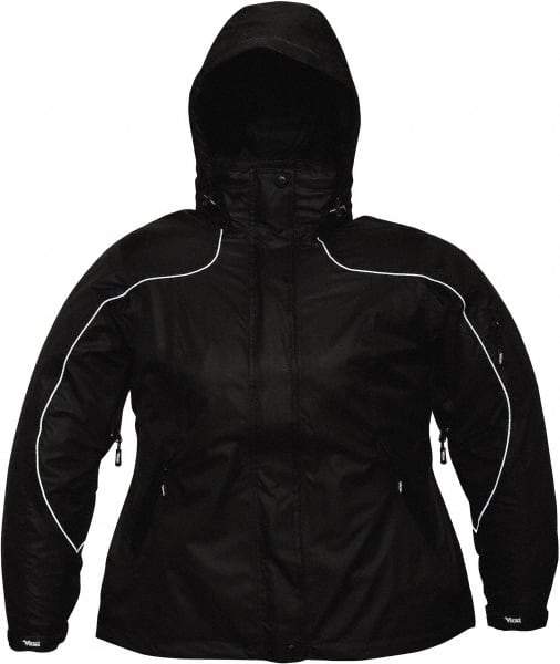 Viking - Size 2XL, Black, Rain, Wind Resistant Jacket - 51" Chest, 4 Pockets, Detachable Hood - Industrial Tool & Supply