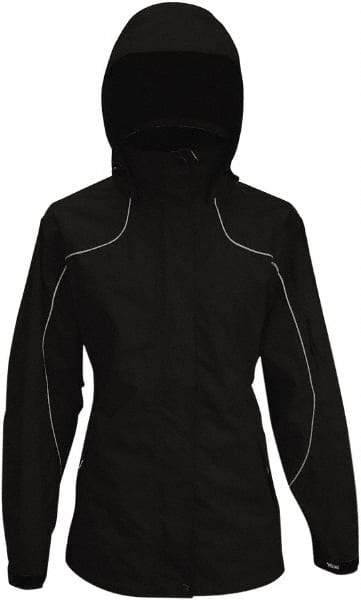 Viking - Size M, Black, Rain, Wind Resistant Jacket - 40" Chest, 4 Pockets, Detachable Hood - Industrial Tool & Supply