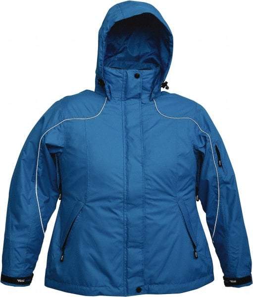 Viking - Size S, Blue, Rain, Wind Resistant Jacket - 37" Chest, 4 Pockets, Detachable Hood - Industrial Tool & Supply
