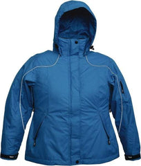 Viking - Size L, Blue, Rain, Wind Resistant Jacket - 43" Chest, 4 Pockets, Detachable Hood - Industrial Tool & Supply