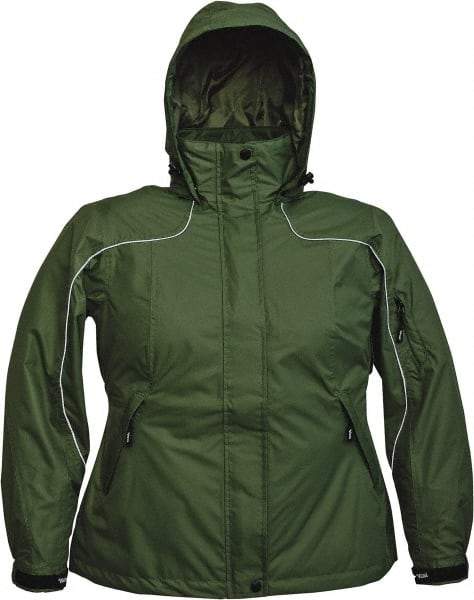 Viking - Size 2XL, Green, Rain, Wind Resistant Jacket - 51" Chest, 4 Pockets, Detachable Hood - Industrial Tool & Supply