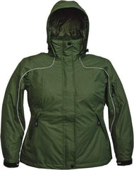 Viking - Size S, Green, Rain, Wind Resistant Jacket - 37" Chest, 4 Pockets, Detachable Hood - Industrial Tool & Supply