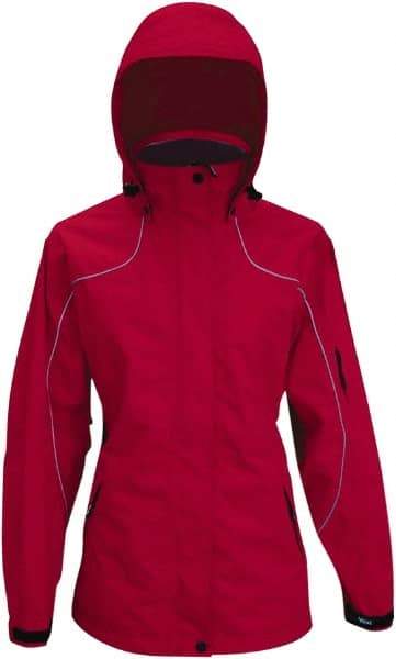 Viking - Size L, Red, Rain, Wind Resistant Jacket - 43" Chest, 4 Pockets, Detachable Hood - Industrial Tool & Supply