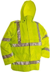 Viking - Size S, High Visibility Lime, Rain, Wind Resistant Jacket - 37" Chest, 3 Pockets, Detachable Hood - Industrial Tool & Supply