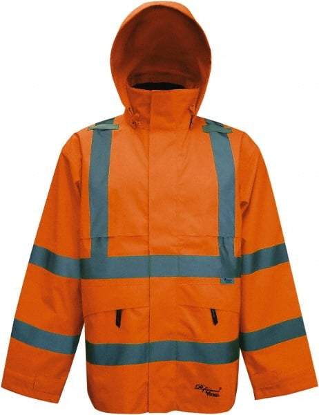 Viking - Size XL, High Visibility Orange, Rain, Wind Resistant Jacket - 47" Chest, 4 Pockets, Detachable Hood - Industrial Tool & Supply