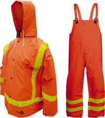 Viking - Size 2XL, High Visibility Orange, Chemical, Rain, Flame Resistant/Retardant Three Piece Suit - 51" Chest, Detachable Hood, Take Up Snaps Ankle, Take Up Snaps Wrist - Industrial Tool & Supply