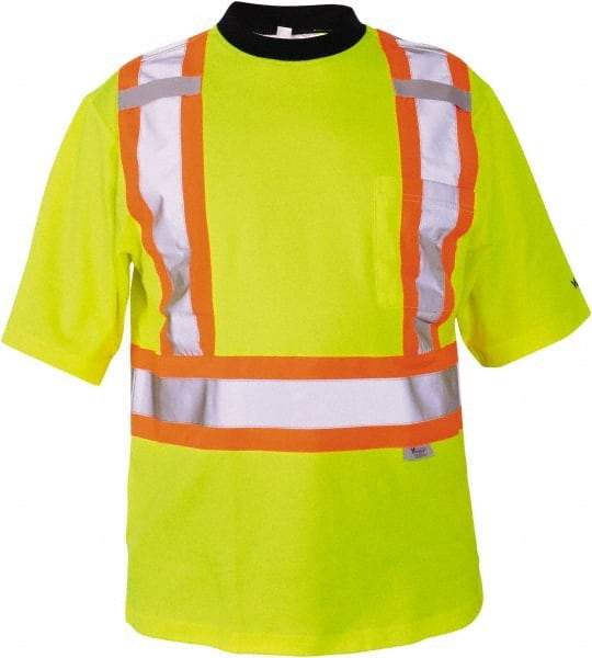 Viking - Size S, Hi-Viz Lime, High Visibility, Short Sleeve T-Pocket, - 37" Chest, 1 Pocket, Cotton/Polyester/Mesh - Industrial Tool & Supply