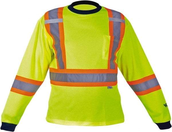 Viking - Size S, Hi-Viz Lime, High Visibility, Long Sleeve T-Pocket, - 37" Chest, 1 Pocket, Cotton/Polyester - Industrial Tool & Supply