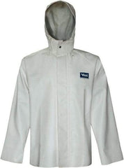 Viking - Size S, White, Rain, Chemical, Wind Resistant Jacket - 37" Chest, Detachable Hood - Industrial Tool & Supply