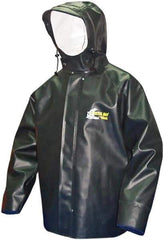 Viking - Size M, Green, Rain, Chemical, Wind Resistant Jacket - 40" Chest, Attached Hood - Industrial Tool & Supply