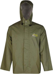 Viking - Size L, Green, Chemical, Rain, Wind Resistant Jacket - 43" Chest, Attached Hood - Industrial Tool & Supply