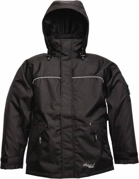Viking - Size 3XL, Black, Rain, Wind Resistant Jacket - 55" Chest, 3 Pockets, Detachable Hood - Industrial Tool & Supply