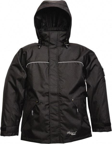 Viking - Size XL, Black, Rain, Wind Resistant Jacket - 47" Chest, 3 Pockets, Detachable Hood - Industrial Tool & Supply