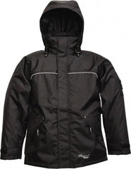 Viking - Size M, Black, Rain, Wind Resistant Jacket - 40" Chest, 3 Pockets, Detachable Hood - Industrial Tool & Supply