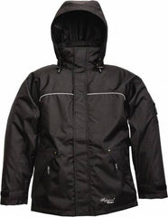 Viking - Size 3XL, Black, Rain, Wind Resistant Jacket - 55" Chest, 3 Pockets, Detachable Hood - Industrial Tool & Supply