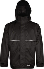 Viking - Size 4XL, Black, Rain, Wind Resistant Jacket - 55" Chest, 3 Pockets, Detachable Hood - Industrial Tool & Supply