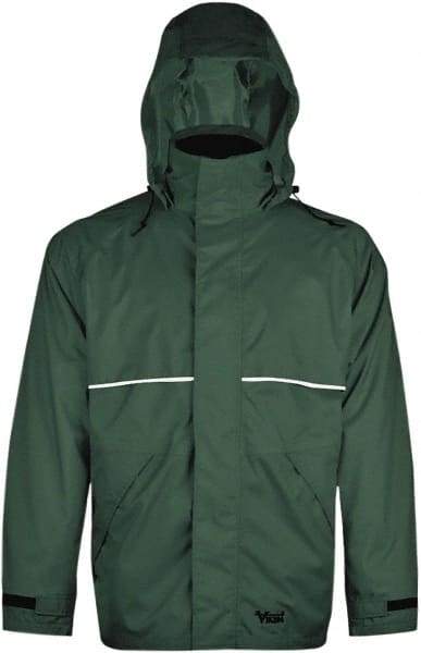 Viking - Size S, Green, Rain, Wind Resistant Jacket - 37" Chest, 3 Pockets, Detachable Hood - Industrial Tool & Supply