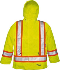 Viking - Size XL, High Visibility Lime, Rain, Wind Resistant Jacket - 47" Chest, Detachable Hood - Industrial Tool & Supply