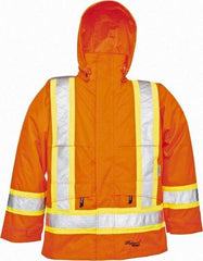 Viking - Size S, High Visibility Orange, Rain, Wind Resistant Jacket - 37" Chest, Detachable Hood - Industrial Tool & Supply