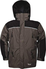 Viking - Size M, Gray & Charcoal, Rain, Wind Resistant Jacket - 40" Chest, 5 Pockets, Detachable Hood - Industrial Tool & Supply