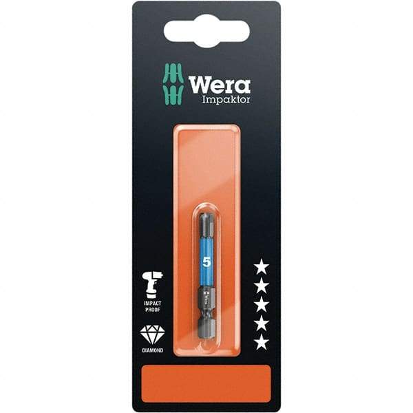 Wera - 5mm Hex Screwdriver Bit - 1/4" Drive, 50mm OAL - Industrial Tool & Supply