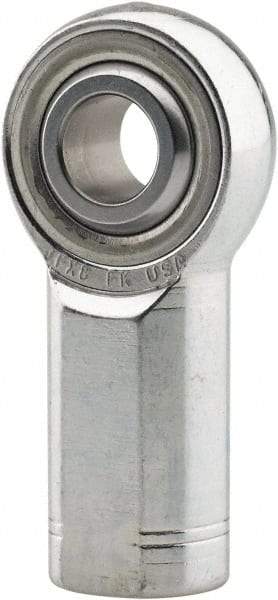 Made in USA - 3/16" ID, 5/8" Max OD, 3,736 Lb Max Static Cap, Plain Female Spherical Rod End - 10-32 LH, 0.469" Shank Diam, 9/16" Shank Length, Alloy Steel with Steel Raceway - Industrial Tool & Supply