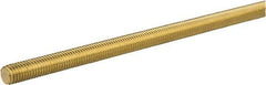 Made in USA - 1/2-13 UNC (Coarse), 12' Long, Brass General Purpose Threaded Rod - Uncoated, Right Hand Thread - Industrial Tool & Supply