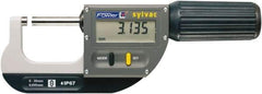 Fowler - 2.6 to 4" Range, 0.00005" Resolution, Standard Throat IP67 Electronic Outside Micrometer - 0.0002" Accuracy, Ratchet Stop Thimble, Carbide Face, CR2032 Battery - Industrial Tool & Supply