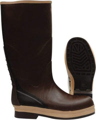 Viking - Men's Size 9 Medium Width Rubber Knee Boot - Brown, Tan, Rubber Upper, Nitrile Rubber Outsole, 16" High, Chemical Resistant, Non-Slip, Waterproof - Industrial Tool & Supply