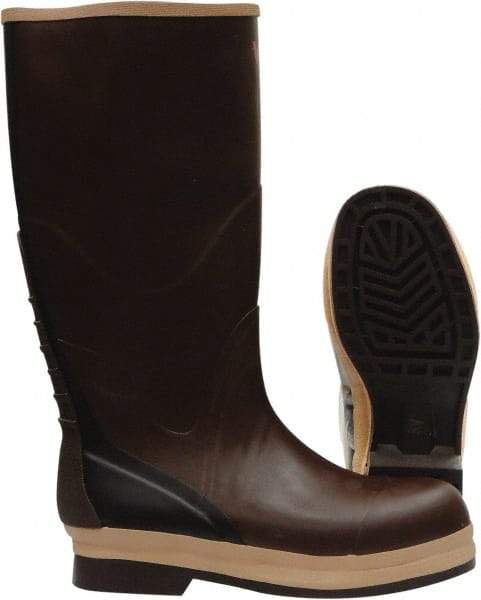 Viking - Men's Size 5 Medium Width Rubber Knee Boot - Brown, Tan, Rubber Upper, Nitrile Rubber Outsole, 16" High, Chemical Resistant, Non-Slip, Waterproof - Industrial Tool & Supply