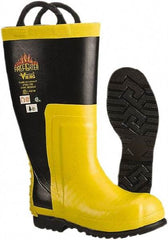 Viking - Men's Size 11 Medium Width Steel Work Boot - Black, Yellow, Rubber Upper, Nitrile Rubber Outsole, 14" High, Non-Slip, Chemical Resistant, Waterproof, Electric Shock Resistant - Industrial Tool & Supply