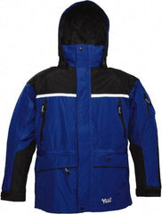 Viking - Size XL, Black & Royal Blue, Rain, Wind Resistant, Cold Weather Jacket - 47" Chest, 5 Pockets, Detachable Hood - Industrial Tool & Supply