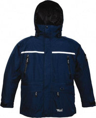 Viking - Size 4XL, Black & Navy, Rain, Wind Resistant, Cold Weather Jacket - 58" Chest, 5 Pockets, Detachable Hood - Industrial Tool & Supply