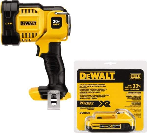 DeWALT - 20 Volts, 1000 Lumens, Cordless Work Light - White/Red, 4 hr Run Time - Industrial Tool & Supply