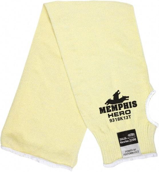 MCR Safety - Size Universal, Yellow Kevlar, Steel & Nylon Cut Resistant Sleeve - 18" Long Sleeve, Elastic Opening at Both Ends, Made with Thumb Hole - Industrial Tool & Supply
