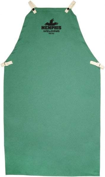 MCR Safety - 24 x 42" Flame Resistant/Retardant & Welding Bib Apron - Cotton, 9 oz Material, Green, Snap Closure - Industrial Tool & Supply