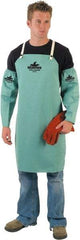 MCR Safety - 24 x 36" Flame Resistant/Retardant & Welding Bib Apron - Cotton, 9 oz Material, Green, Snap Closure - Industrial Tool & Supply