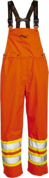 Viking - Size L, High Visibility Orange, Rain, Wind Resistant Bib Overall - No Pockets - Industrial Tool & Supply