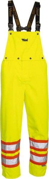 Viking - Size 4XL, High Visibility Yellow, Rain, Wind Resistant Bib Overall - No Pockets - Industrial Tool & Supply