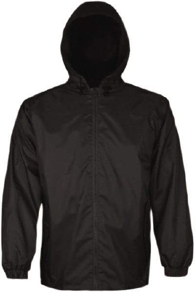 Viking - Size S, Black, Rain, Wind Resistant Jacket - 37" Chest, 2 Pockets, Attached Hood - Industrial Tool & Supply
