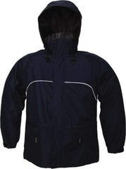 Viking - Size M, Navy, Rain, Wind Resistant Jacket - 40" Chest, 3 Pockets, Attached Hood - Industrial Tool & Supply
