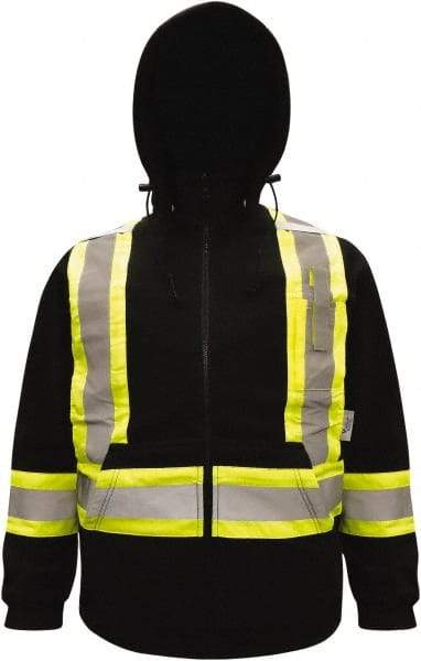 Viking - Size L High Visibility Sweatshirt - High Visbility Yellow, Black, Polyester & Fleece, Zipper Closure, 43" Chest - Industrial Tool & Supply