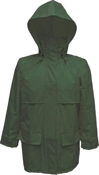 Viking - Size L, Green, Rain, Wind Resistant Jacket - 43" Chest, Detachable Hood - Industrial Tool & Supply