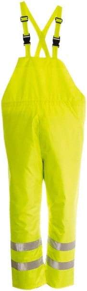 Viking - Size 4XL, High Visibility Lime, Rain, Wind Resistant Bib Overall - No Pockets - Industrial Tool & Supply