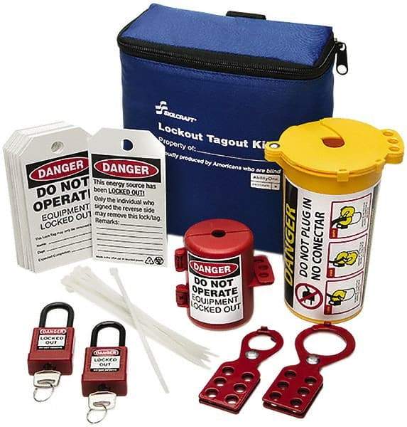 Ability One - 27 Piece Lockout Tagout Kit - Keyed Differently, Comes in Carrying Case - Industrial Tool & Supply