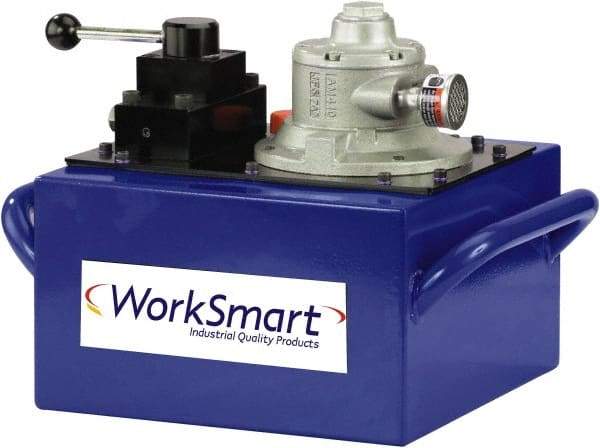 Value Collection - 10,000 psi Air-Hydraulic Pump & Jack - 3 Gal Oil Capacity, Manual Valve, Use with Double Acting Cylinders, Advance, Hold & Retract - Industrial Tool & Supply