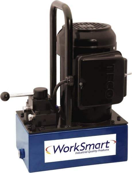 Value Collection - 10,000 psi Electric Hydraulic Pump & Jack - 1 Gal Oil Capacity, 3-Way, 3 Position Valve, Use with Single Acting Cylinders, Advance, Hold & Retract - Industrial Tool & Supply